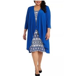 R&M Richard Royal Blue Dress & Cardigan Jacket 22W 2-Piece Set